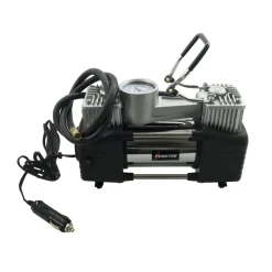 MINI COMPRESSORE PORTATILE 12 VOLT A DOPPIO CILINDRO PER AUTO MOTO + MANOMETRO