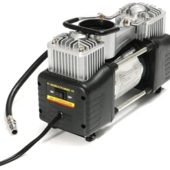 MINI COMPRESSORE PORTATILE 220 VOLT A DOPPIO CILINDRO PER AUTO MOTO + MANOMETRO