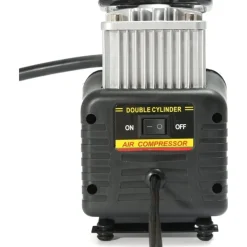 MINI COMPRESSORE PORTATILE 220 VOLT A DOPPIO CILINDRO PER AUTO MOTO + MANOMETRO