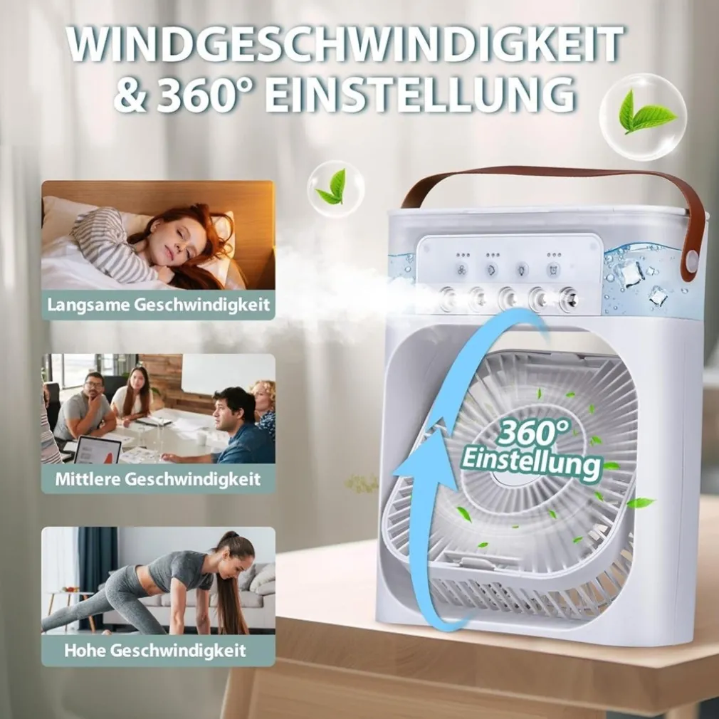 MINI CONDIZIONATORE RAFFREDDATORE D'ARIA PICCOLO PORTATILE UMIDIFICATORE NERO