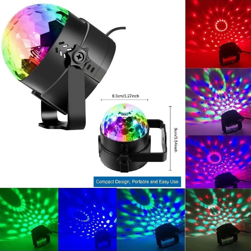 MINI DJ LASER PROIETTORE A SFERA RGB LED EFFETTO DISCO LUCI PER DISCO BAR