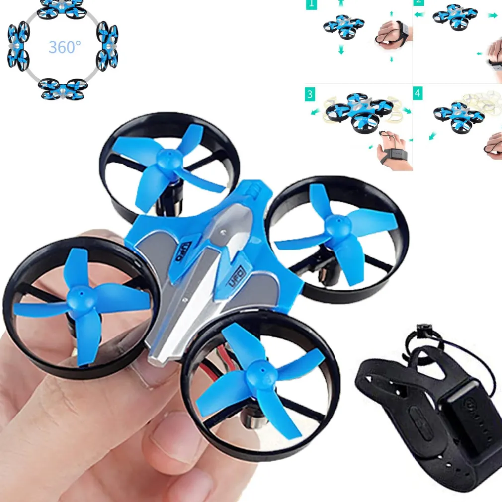 MINI DRONE QUADRICOTTERO TELECOMANDATO CON DITA MANO LUCI LED RGB GIOCO BAMBINI
