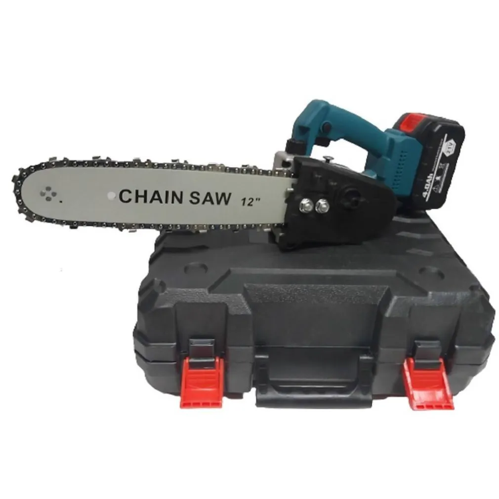 MINI ELETTROSEGA 12" 2 BATTERIE 21V CON SERBATOIO OLIO MOTOSEGA ELETTRICA VALIGIA