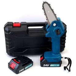 MINI ELETTROSEGA A DOPPIA BATTERIA 24V MOTOSEGA ELETTRICA TAGLIARAMI + VALIGIA