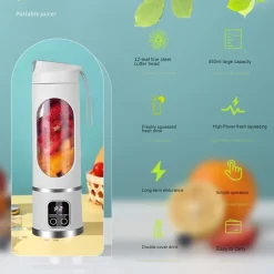 MINI FRULLATORE PORTATILE SPREMIAGRUMI ELETTRICO FRUTTA MIXER 450ML RICARICABILE USB