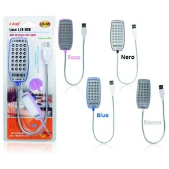 MINI LUCE BIANCA LAMPADA USB FLESSIBILE 28 LED 1.5W NOTEBOOK PC LETTURA LED-828