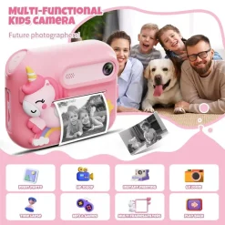 MINI MACCHINA FOTOGRAFICA PORTATILE DESIGN UNICORNO MULTIFUNZIONALE A BATTERIA PER BAMBINI