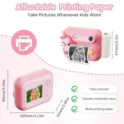 MINI MACCHINA FOTOGRAFICA PORTATILE DESIGN UNICORNO MULTIFUNZIONALE A BATTERIA PER BAMBINI