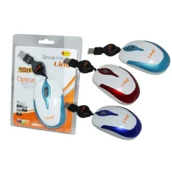MINI MOUSE OTTICO USB CON FILO RETRATTILE ERGONOMICO 1200DPI VARI COLORI M-2016