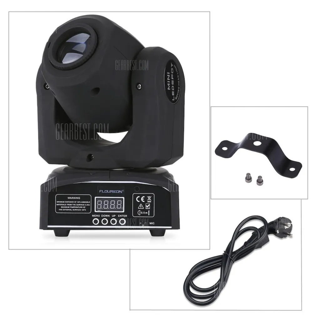 MINI MOVING HEAD LED SPOT 30W CREE GOBOS DMX SOUND DJ EFFETTI LUCE DISCO PARTY
