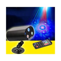 MINI PROIETTORE DOPPIO LASER LUCI LED RGB PUNTI COLORI PER FESTE DISCOTECA DJ