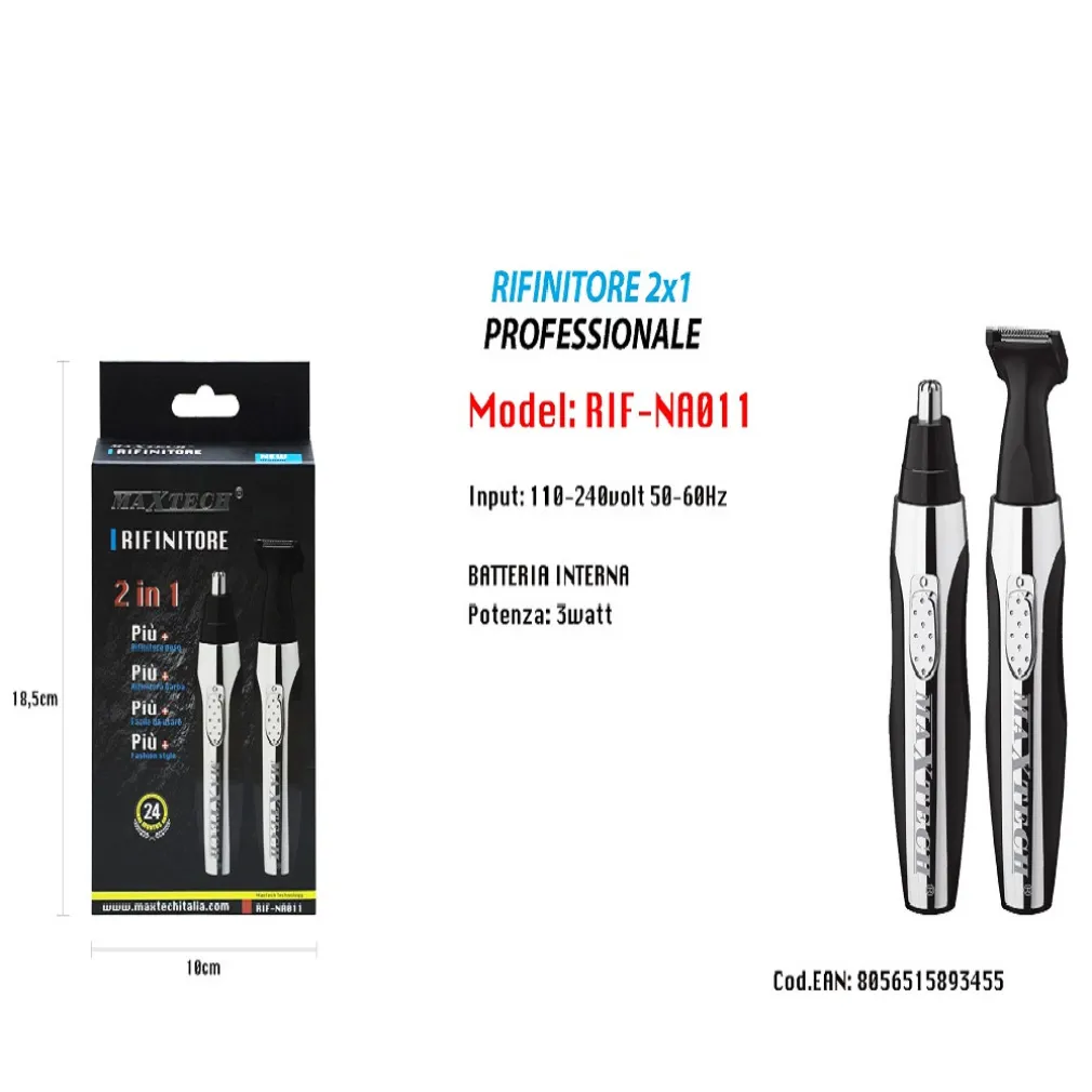 MINI RASOIO 2IN1 A BATTERIE TAGLIA CAPELLI RIFINISCI BARBA PELI NASO RIF-NA011