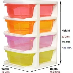 MINI SCATOLA DI IMMAGAZZINAGGIO DESKTOP CASSETTO A 4 STRATI PLASTICA MULTICOLORE