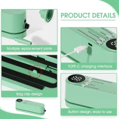 MINI SIGILLATORE PER SOTTOVUOTO 7IN1 PORTATILE 3 VELOCITÀ RICARICABILE CON 5 SACCHETTI