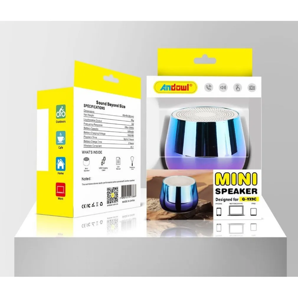 MINI SPEAKER WIRELESS Q-YX9C ALTOPARLANTE BLUETOOTH 5.0 PORTATILE SENZA FILI 3W