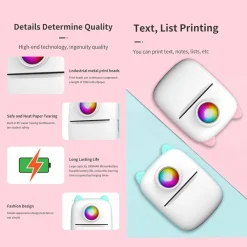 MINI STAMPANTE PORTATILE FOTOGRAFICA TASCABILE CON BATTERIA DA 1000 MAH 203 DPI