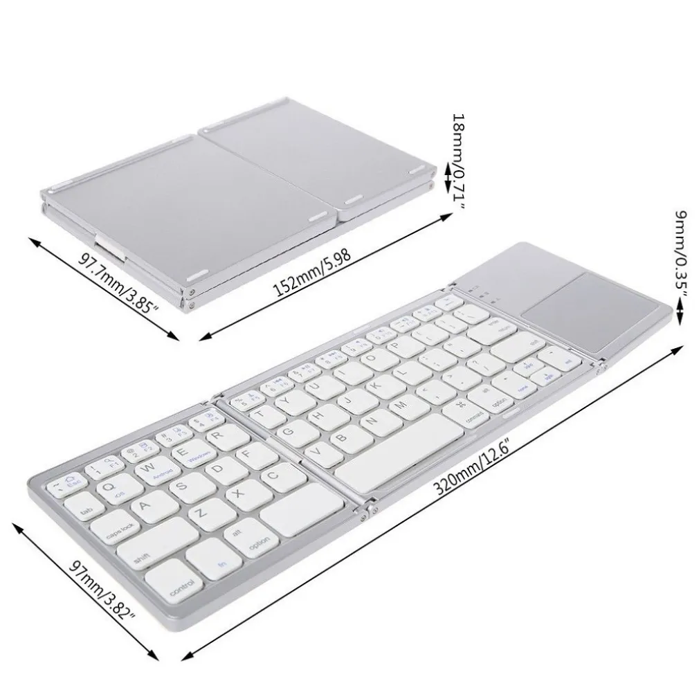 MINI TASTIERA BLUETOOTH PIEGHEVOLE WIRELESS IOS/ANDROID/WINDOWS TOUCHPAD