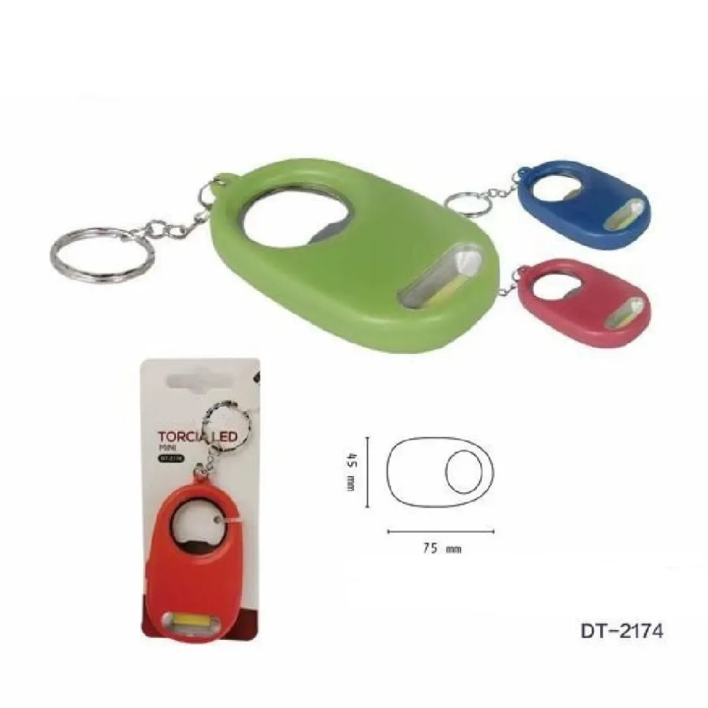 MINI TORCIA PORTACHIAVI LED COB TASCABILE CON APRIBOTTIGLIA VARI COLORI DT-2174