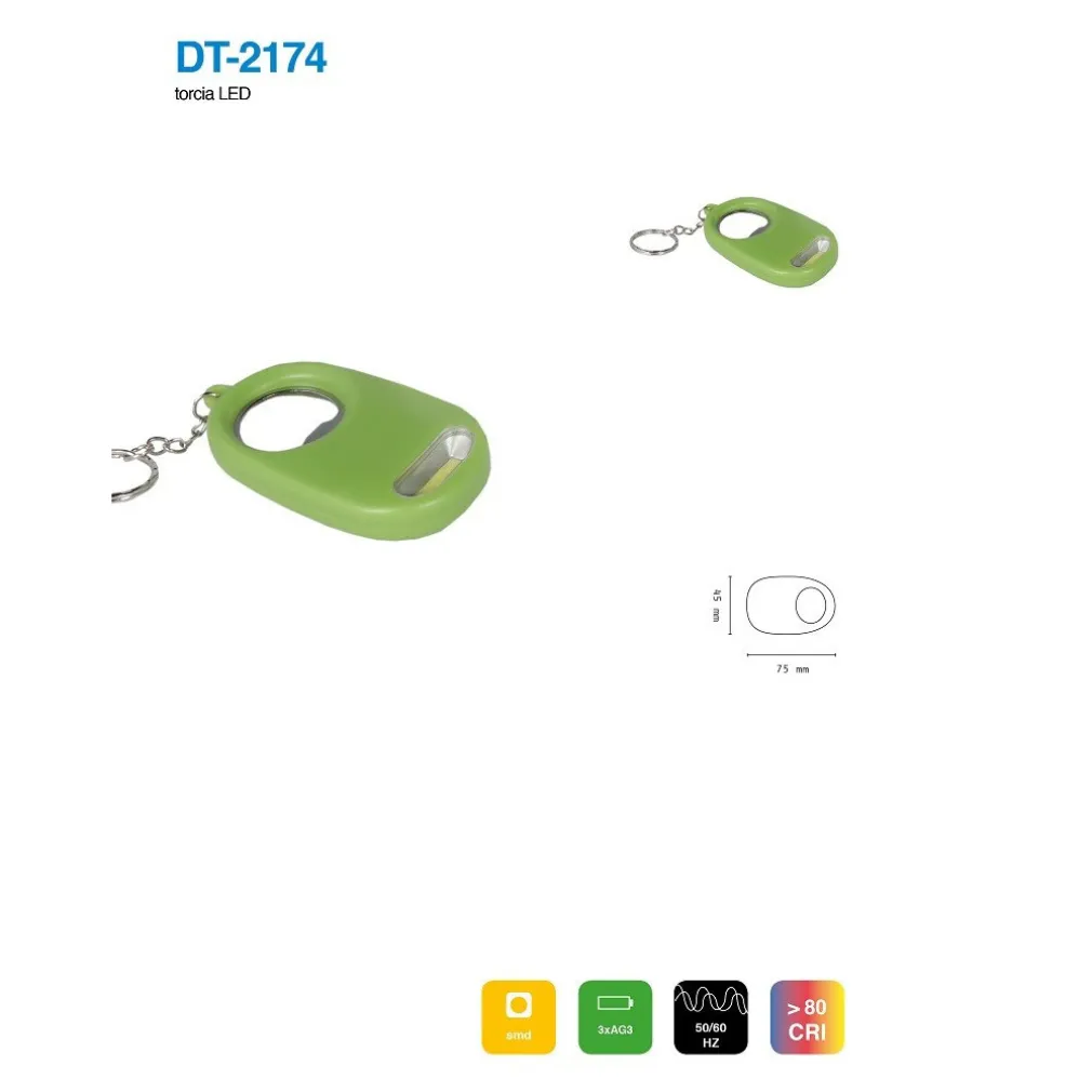 MINI TORCIA PORTACHIAVI LED COB TASCABILE CON APRIBOTTIGLIA VARI COLORI DT-2174