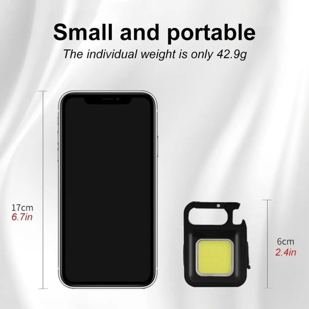 MINI TORCIA PORTATILE COB RICARICABILE PORTACHIAVI MULTIFUNZIONE EMERGENZA PESCA