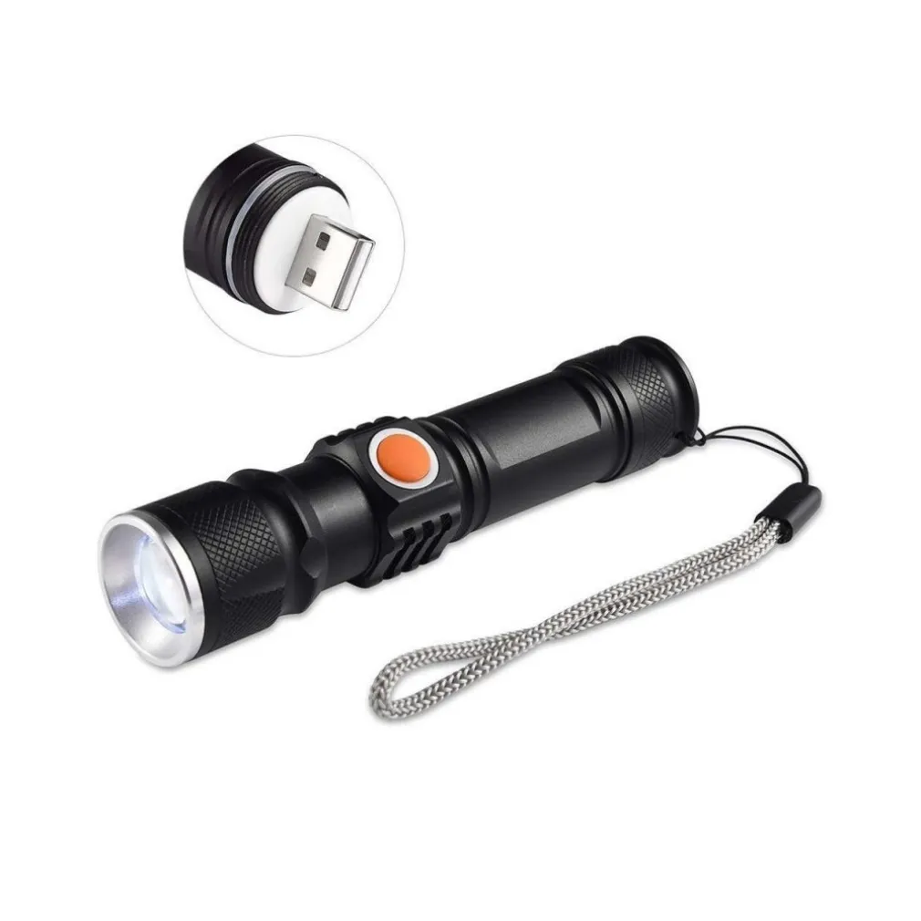 MINI TORCIA T6 LED TASCABILE CREE ZOOM 3 MODALITà RICARICABILE USB ELETTRICA