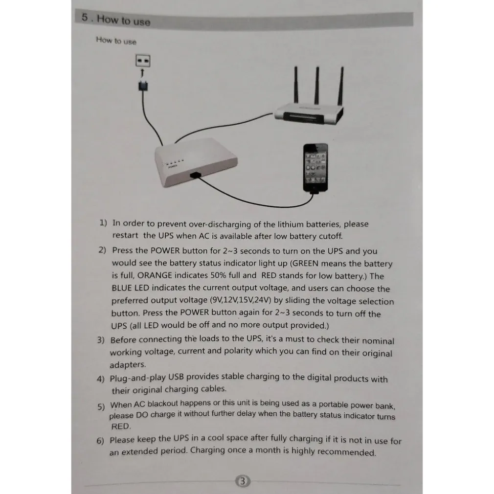 MINI UPS ALIMENTATORE PORTATILE BATTERIA RICARICABILE Q-A212 17 W BACKUP ROUTER