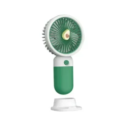 MINI VENTILATORE A MANO BATTERIA RICARICABILE USB PORTATILE TASCABILE VIAGGIO CON BASE