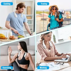 MINI VENTILATORE COLLO PORTATILE RICARICABILE USB SENZA PALE 2600MAH 3 VELOCITÀ SILENZIOSO