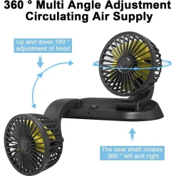 MINI VENTILATORE ELETTRICO AUTO PORTATILE RUOTABILE 2 TESTE SUV CAMPER CAMION 12V