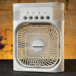 MINI VENTILATORE PORTATILE REFRIGERATORE LUCE LED A 7 COLORI 3 VELOCITÀ 3 MODALITÀ SPRUZZO