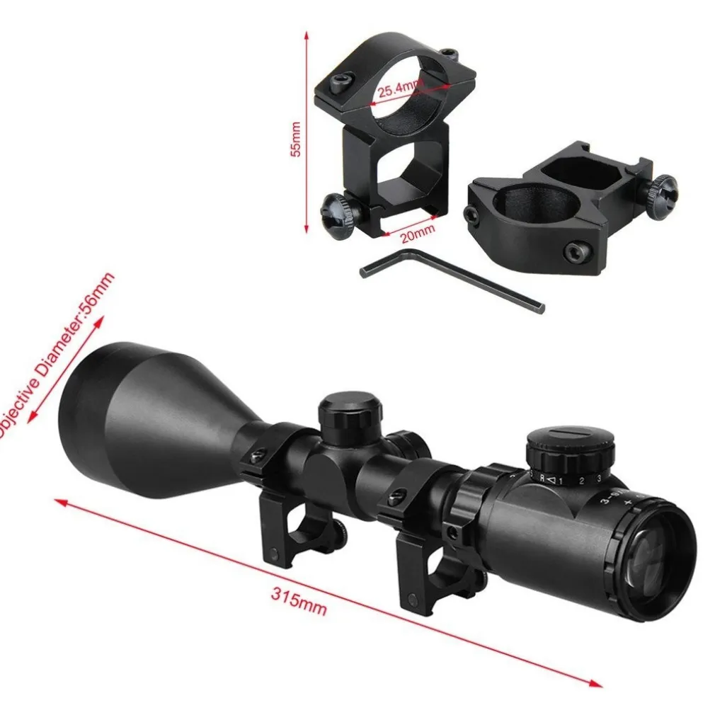 MIRINO OTTICO DI PRECISIONE PER FUCILE PER CARABINA RETICOLO ILLUMINATO 3-9x56E