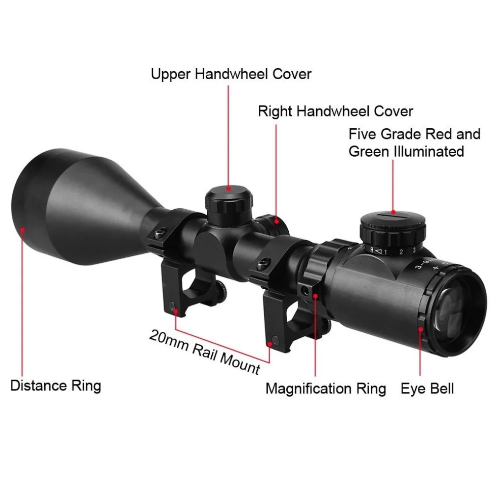 MIRINO OTTICO DI PRECISIONE PER FUCILE PER CARABINA RETICOLO ILLUMINATO 3-9x56E