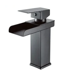 MISCELATORE A CASCATA NERO LAVABO BAGNO RUBINETTO A CANNA BASSA MONOCOMANDO 87398
