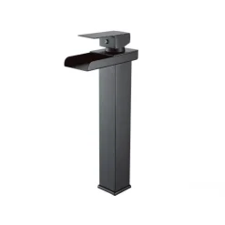 MISCELATORE A CASCATA NERO LAVABO BAGNO RUBINETTO A CANNA ALTA MONOCOMANDO 87399