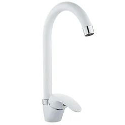 MISCELATORE CANNA ALTA BIANCO ESY_52942 DOPPIO FORO MONOCOMANDO RUBINETTERIA