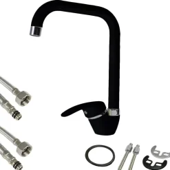 MISCELATORE CANNA QUADRATO NERO ESY_52945 DOPPIO FORO MONOCOMANDO RUBINETTERIA