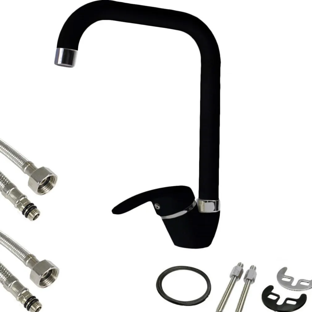 MISCELATORE CANNA QUADRATO NERO ESY_52945 DOPPIO FORO MONOCOMANDO RUBINETTERIA