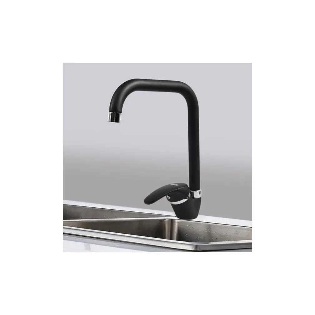 MISCELATORE CANNA QUADRATO NERO ESY_52945 DOPPIO FORO MONOCOMANDO RUBINETTERIA