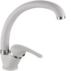 MISCELATORE LAVELLO CANNA BASSA BIANCO LAVANDINO CUCINA DOPPIO FORO MONOCOMANDO