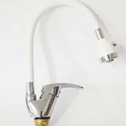 MISCELATORE LAVELLO COLORE BIANCO CROMATO LAVANDINO DOCCETTA FLESSIBILE SNAKE