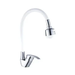 MISCELATORE LAVELLO COLORE BIANCO CROMATO LAVANDINO DOCCETTA FLESSIBILE SNAKE