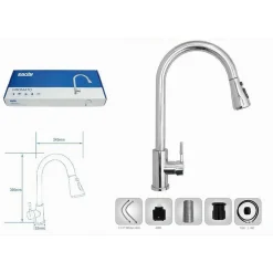 MISCELATORE PER CUCINA RUBINETTO CON DOCCETTA ESTRAIBILE MONOCOMANDO CROMATO 79570