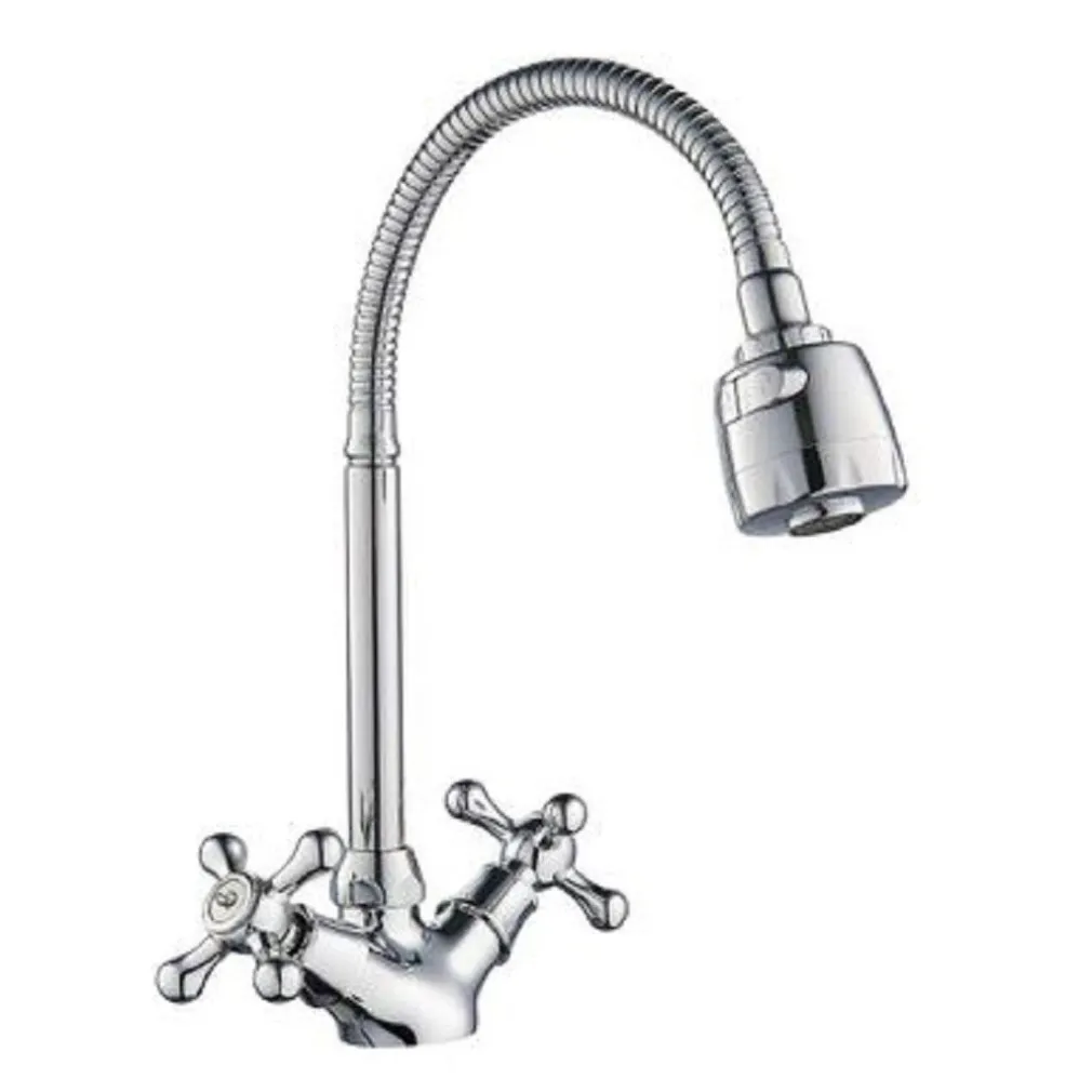 MISCELATORE RUBINETTO FLESSIBILE MANOPOLE CROCE CUCINA LAVELLO OTTONE ROMA 69408