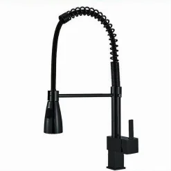 MISCELATORE RUBINETTO LAVELLO CUCINA GETTO A MOLLA BOCCA GIREVOLE NERO QUADRA 87470