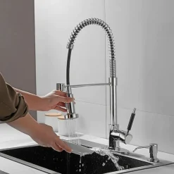 MISCELATORE RUBINETTO LAVELLO CUCINA GETTO LAVABO DESIGN DOCCETTA A MOLLA 59591