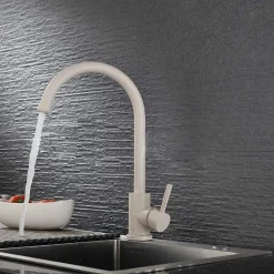 MISCELATORE RUBINETTO LAVELLO CUCINA CANNA ALTA AVENA FRAGRANITE MARRONE BEIGE