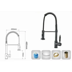 MISCELATORE RUBINETTO LAVELLO CUCINA DOCCETTA GETTO A MOLLA BOCCA GIREVOLE 87468