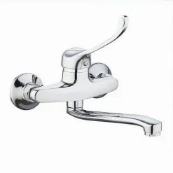 MISCELATORE RUBINETTO LAVELLO CUCINA VASCA MURO PARETE MONOCOMANDO CLINICA 69207