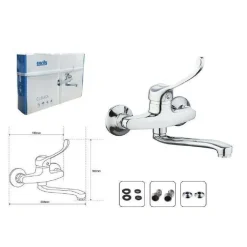 MISCELATORE RUBINETTO LAVELLO CUCINA VASCA MURO PARETE MONOCOMANDO CLINICA 69207