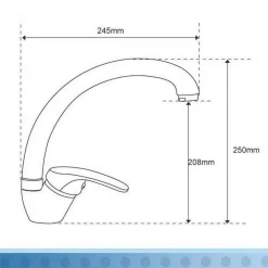 MISCELATORE RUBINETTO MONOCOMANDO PER LAVELLO CUCINA CANNA CURVA AVENA 63001